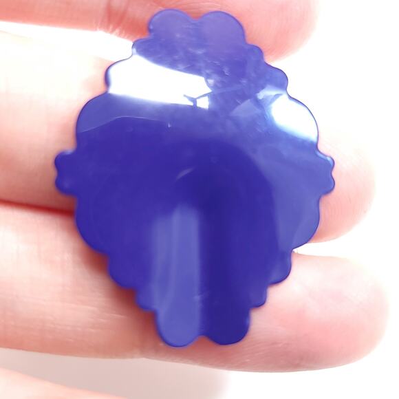 Vintage Purple Metal Floral Shaped Earrings with Glossy Finish, Bold Design - Picture 8 of 10